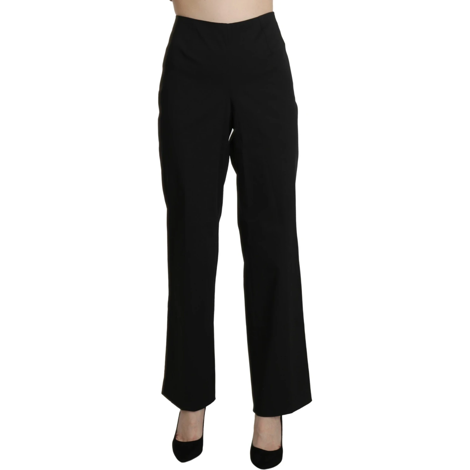 Black High Waist Straight Dress Trouser Pants