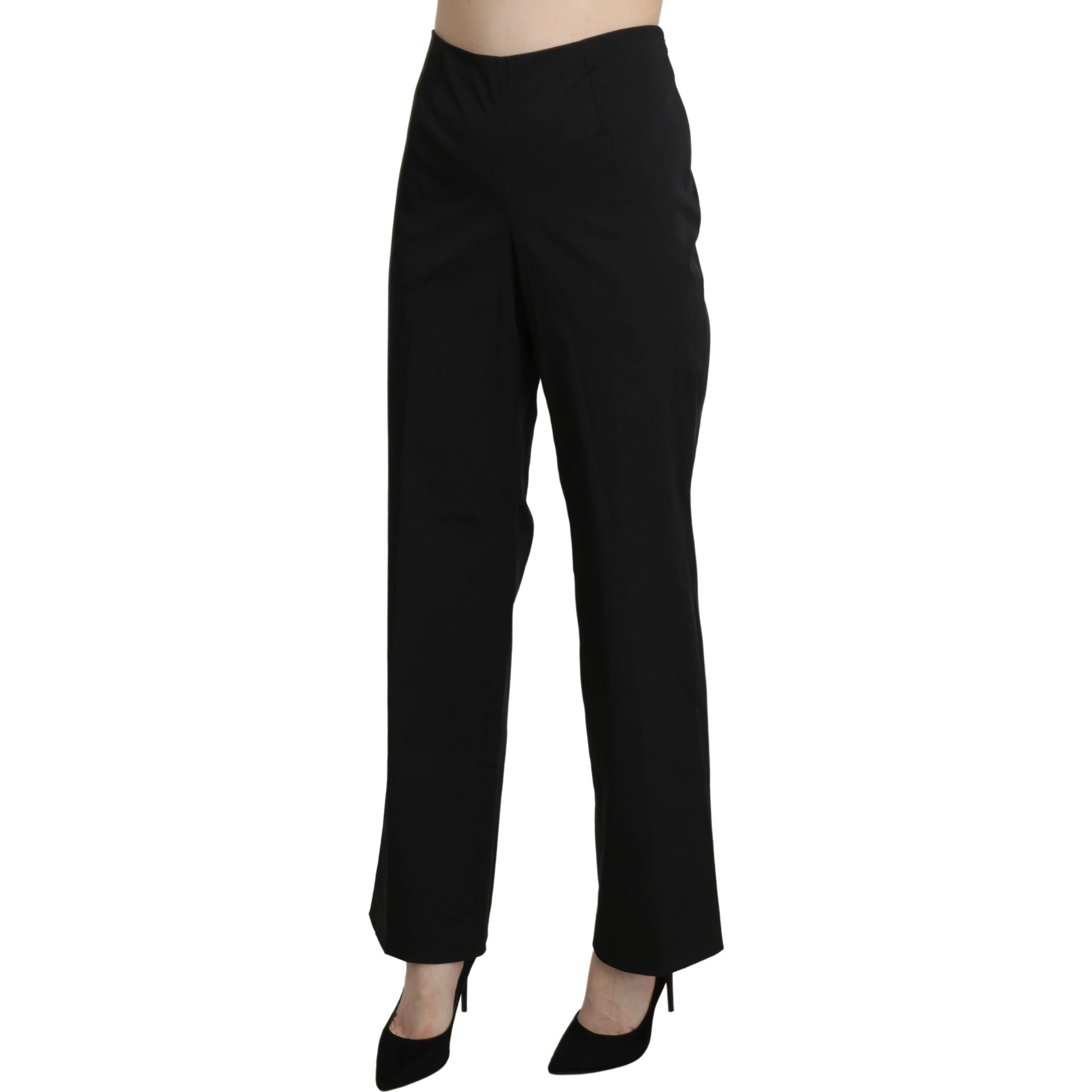 Black High Waist Straight Dress Trouser Pants
