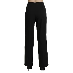 Black High Waist Straight Dress Trouser Pants