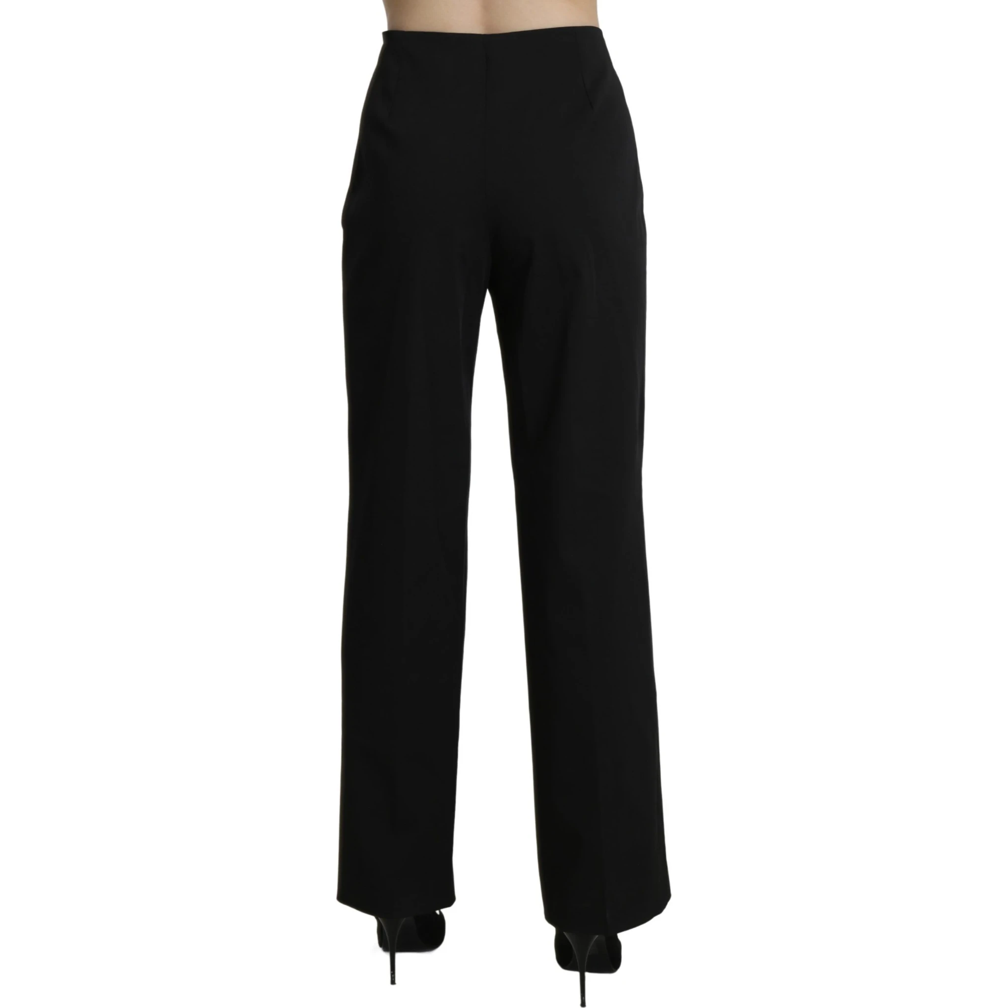 Black High Waist Straight Dress Trouser Pants