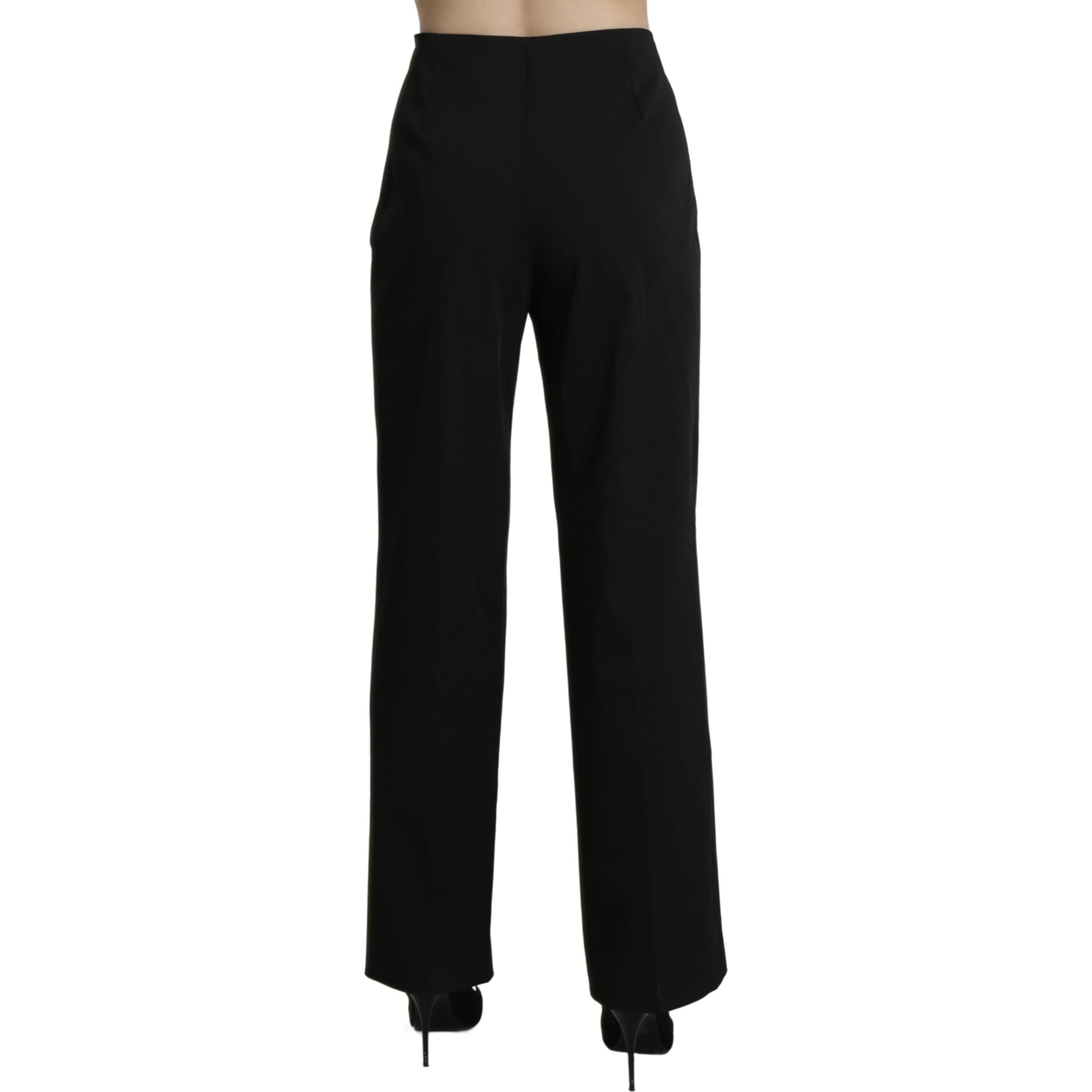 Black High Waist Straight Dress Trouser Pants