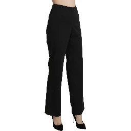 Black High Waist Straight Dress Trouser Pants