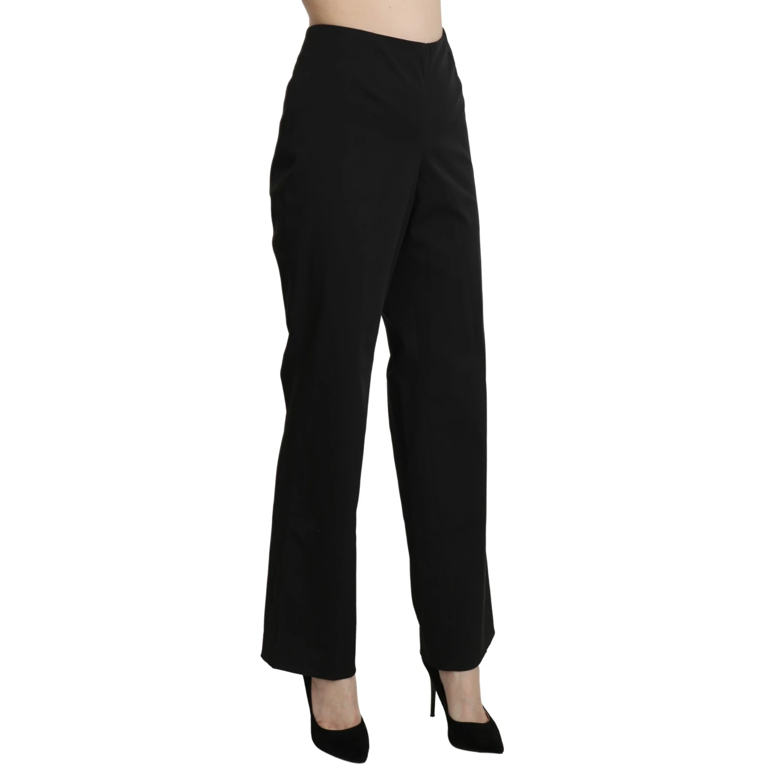 Black High Waist Straight Dress Trouser Pants