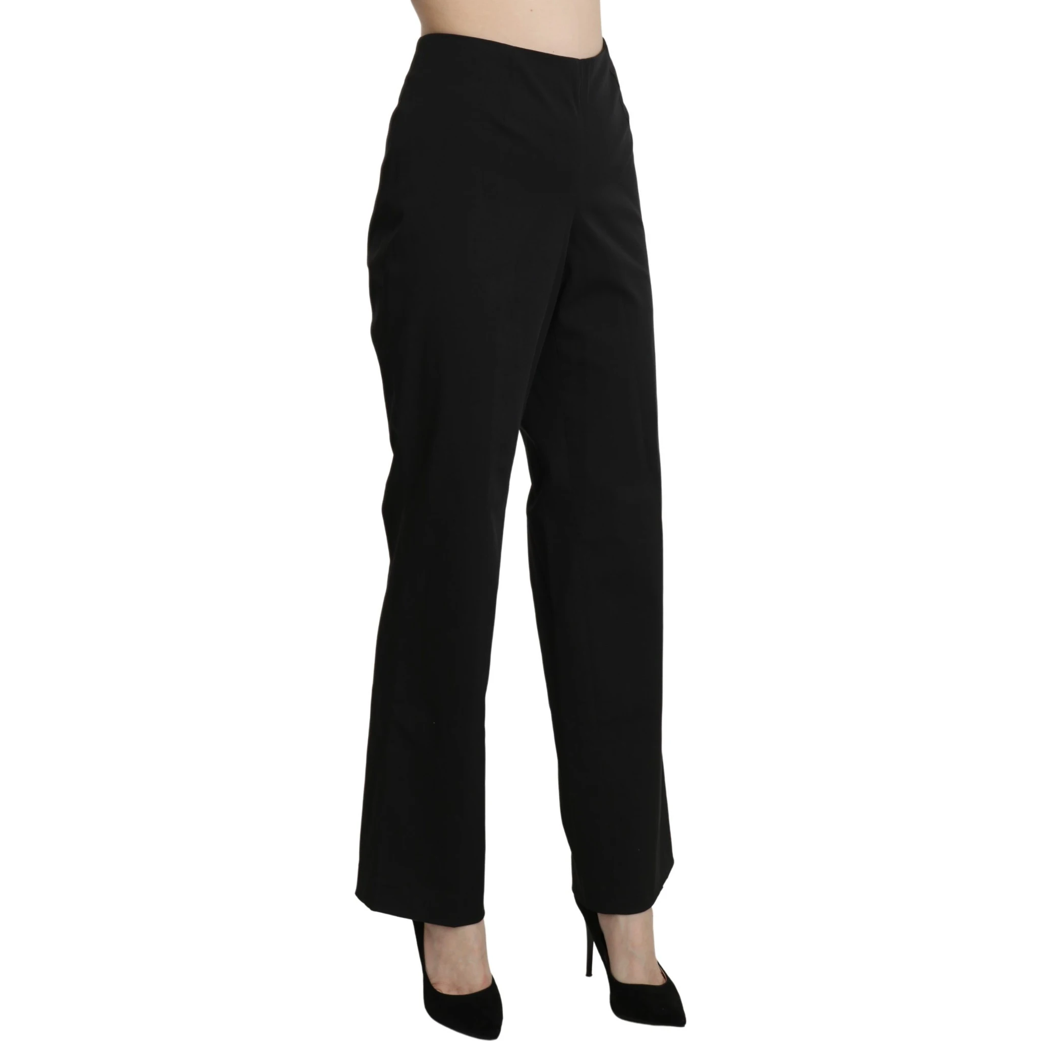 Black High Waist Straight Dress Trouser Pants