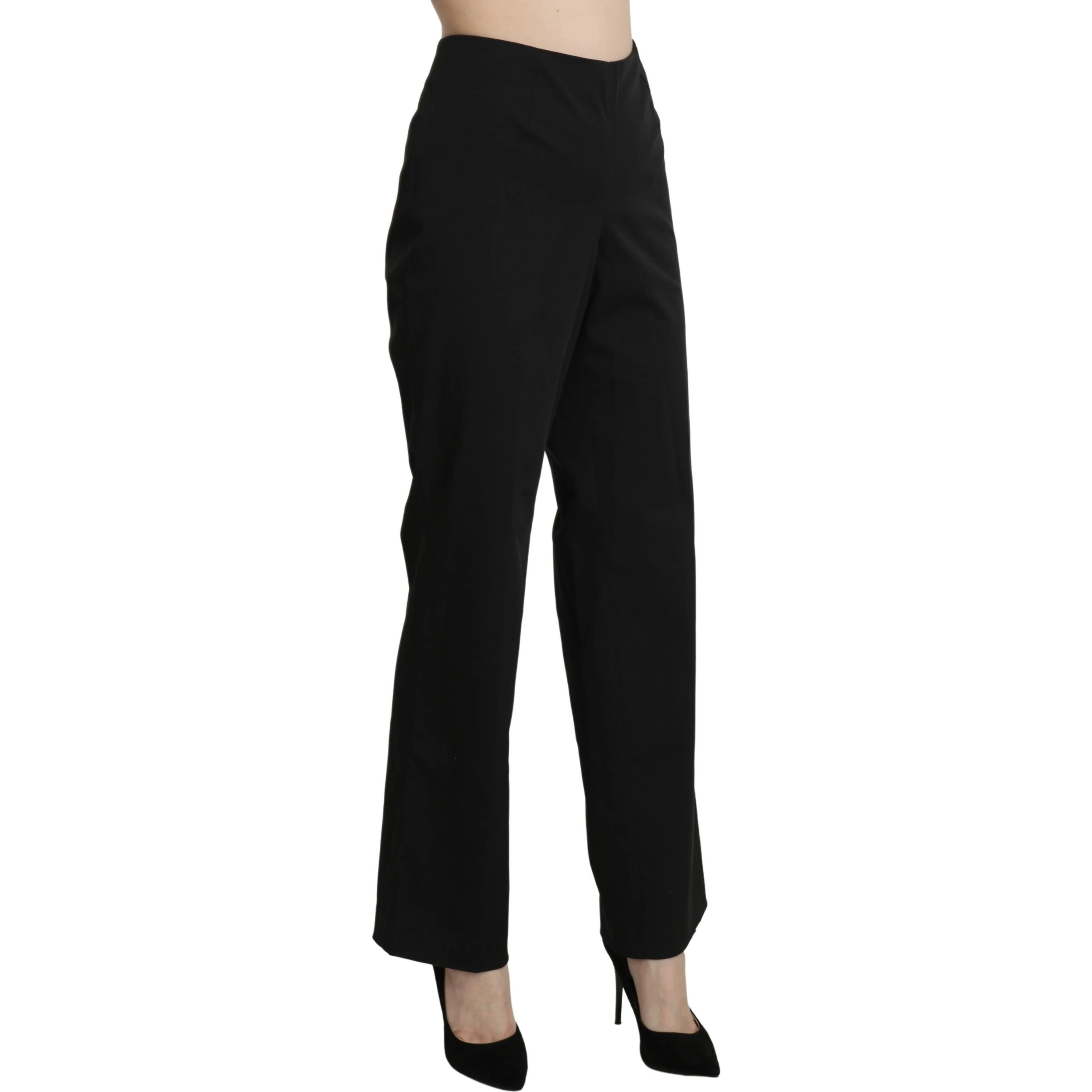 Black High Waist Straight Dress Trouser Pants
