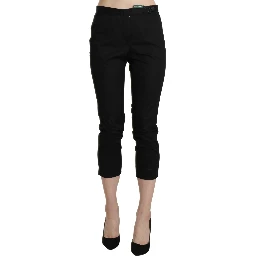 Black High Waist Skinny Cropped Dress Trouser Pants