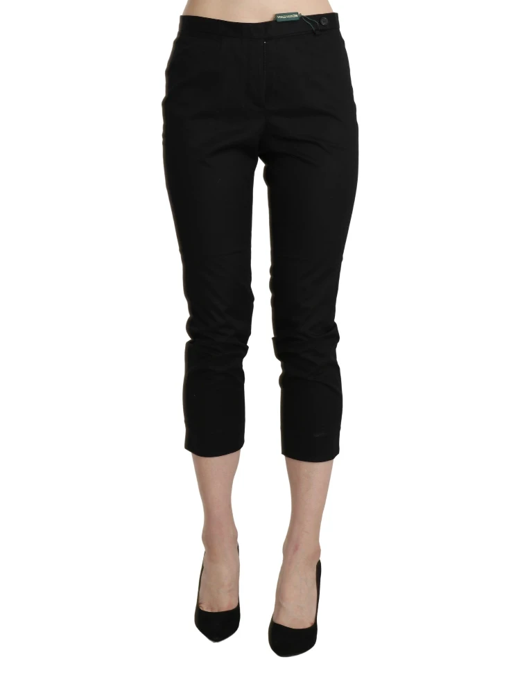 Black High Waist Skinny Cropped Dress Trouser Pants