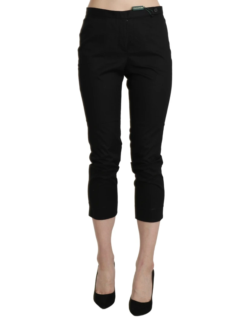 Black High Waist Skinny Cropped Dress Trouser Pants