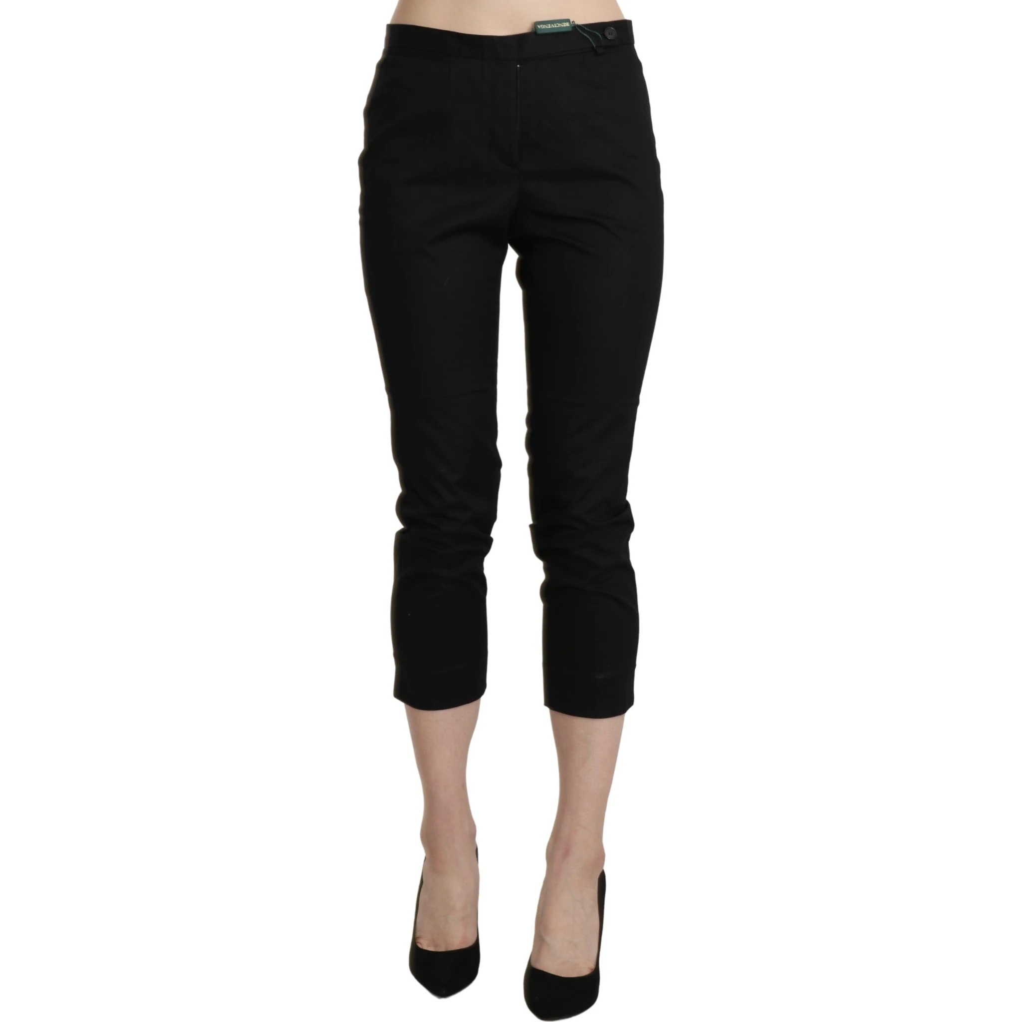 Black High Waist Skinny Cropped Dress Trouser Pants