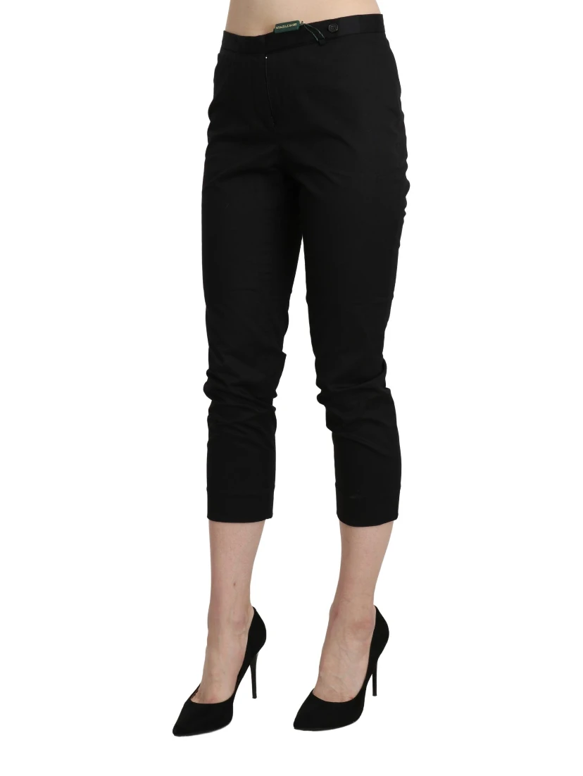 Black High Waist Skinny Cropped Dress Trouser Pants