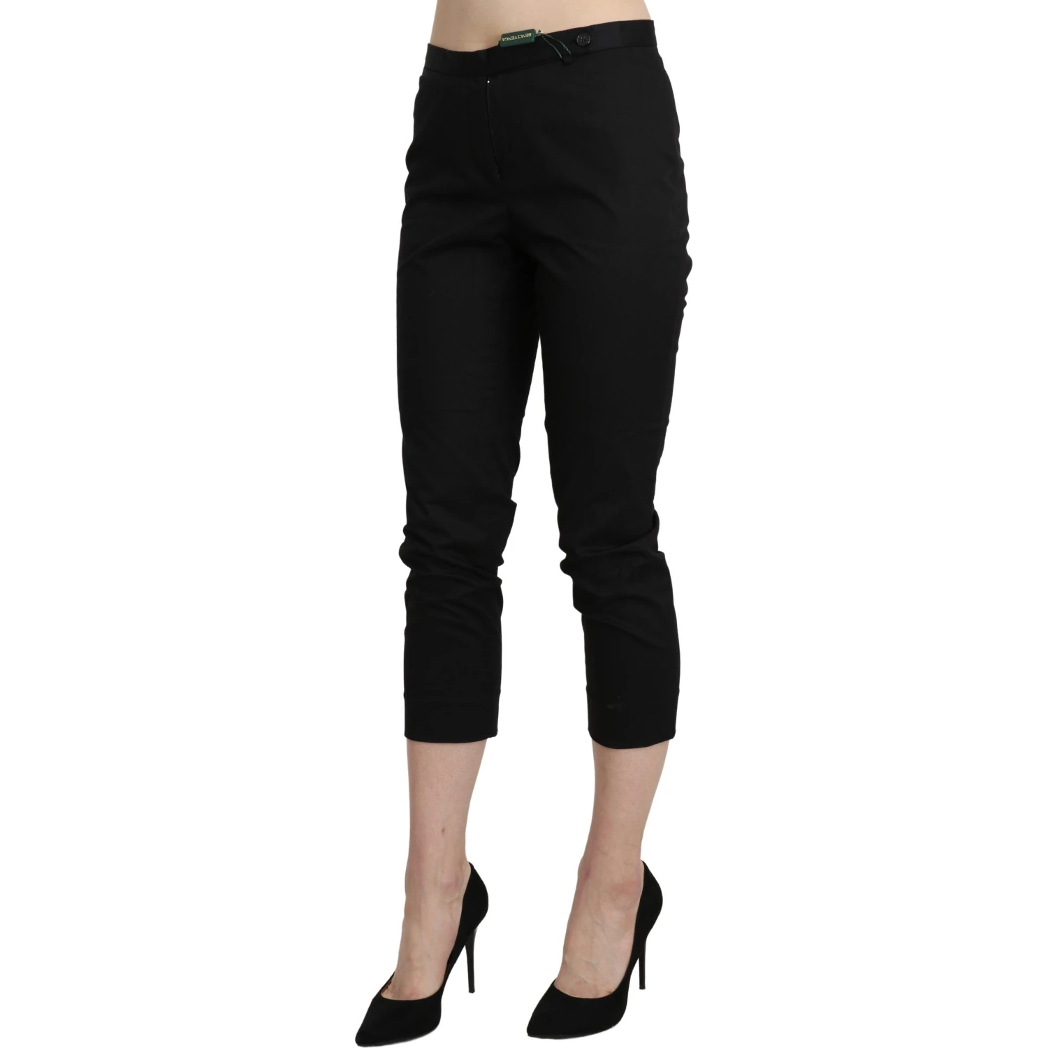 Black High Waist Skinny Cropped Dress Trouser Pants