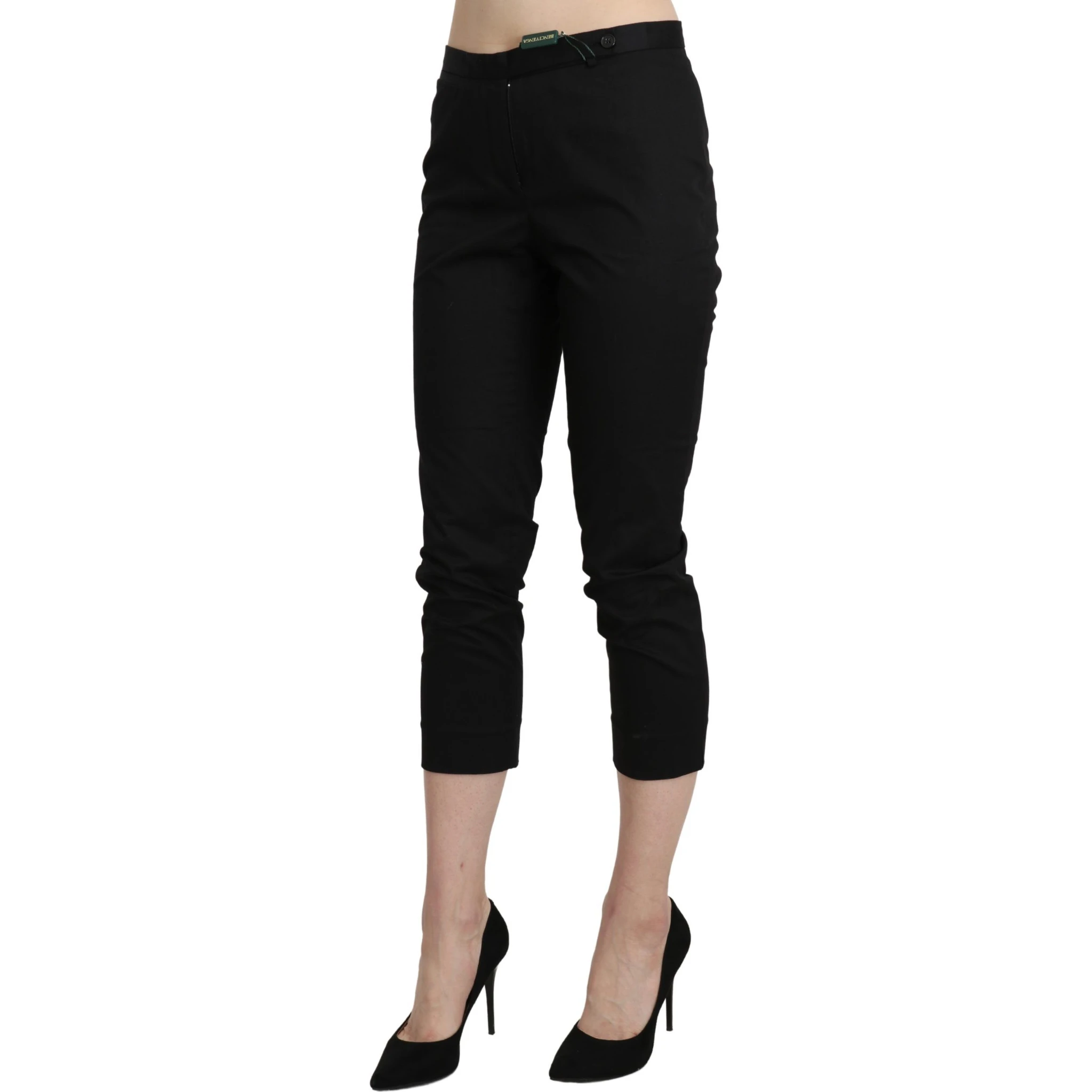 Black High Waist Skinny Cropped Dress Trouser Pants