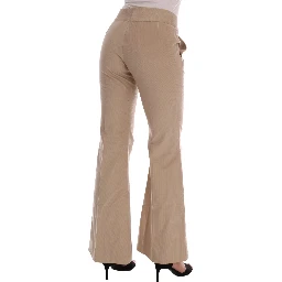 Beige Cotton Bootcut Pants