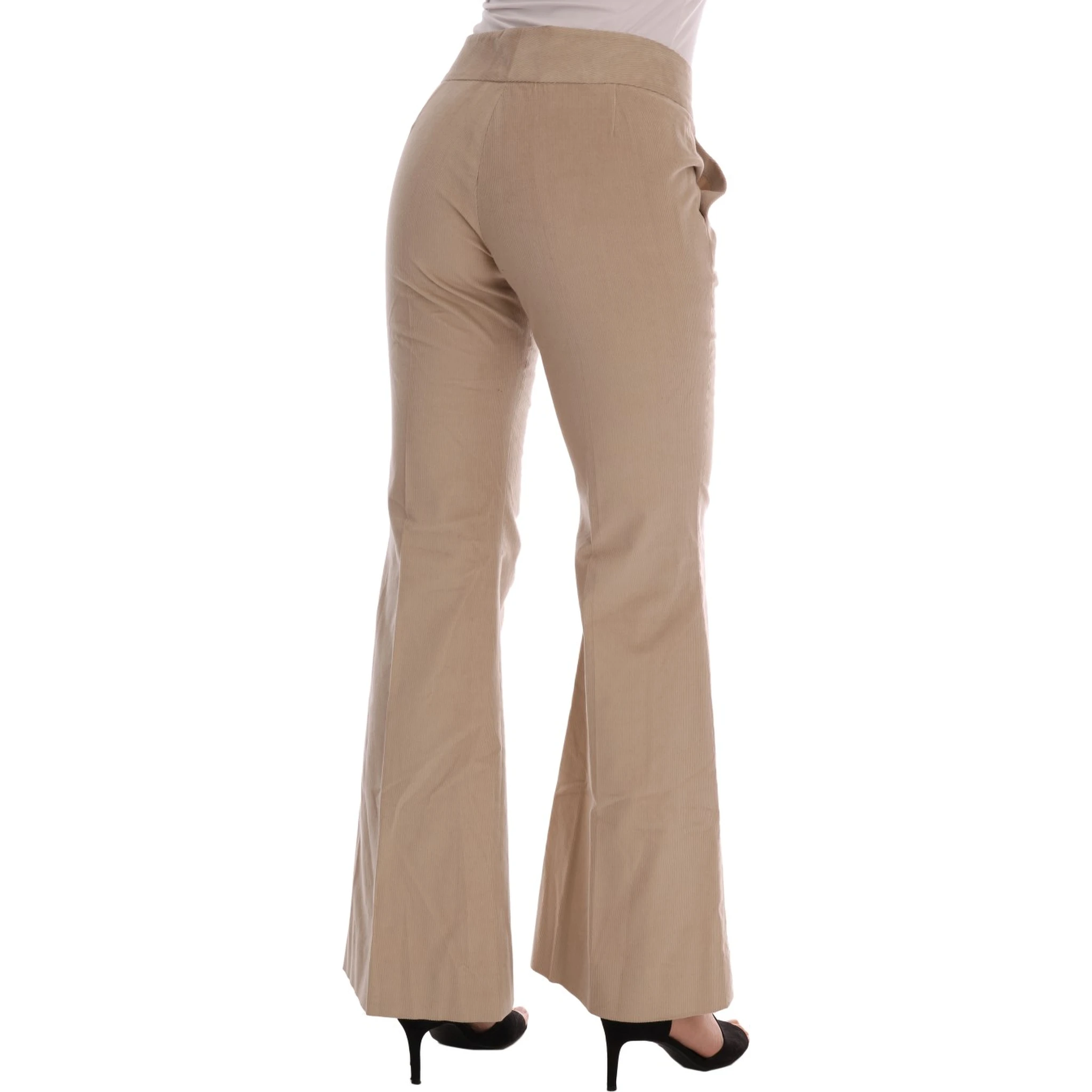 Beige Cotton Bootcut Pants