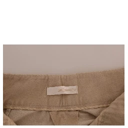 Beige Cotton Bootcut Pants