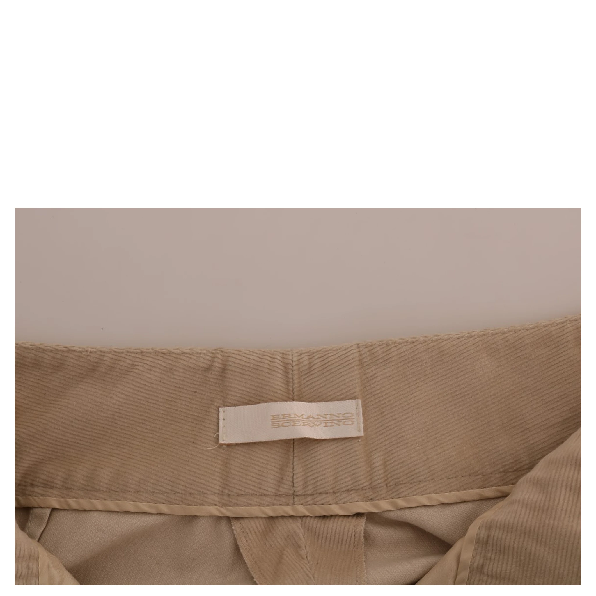 Beige Cotton Bootcut Pants