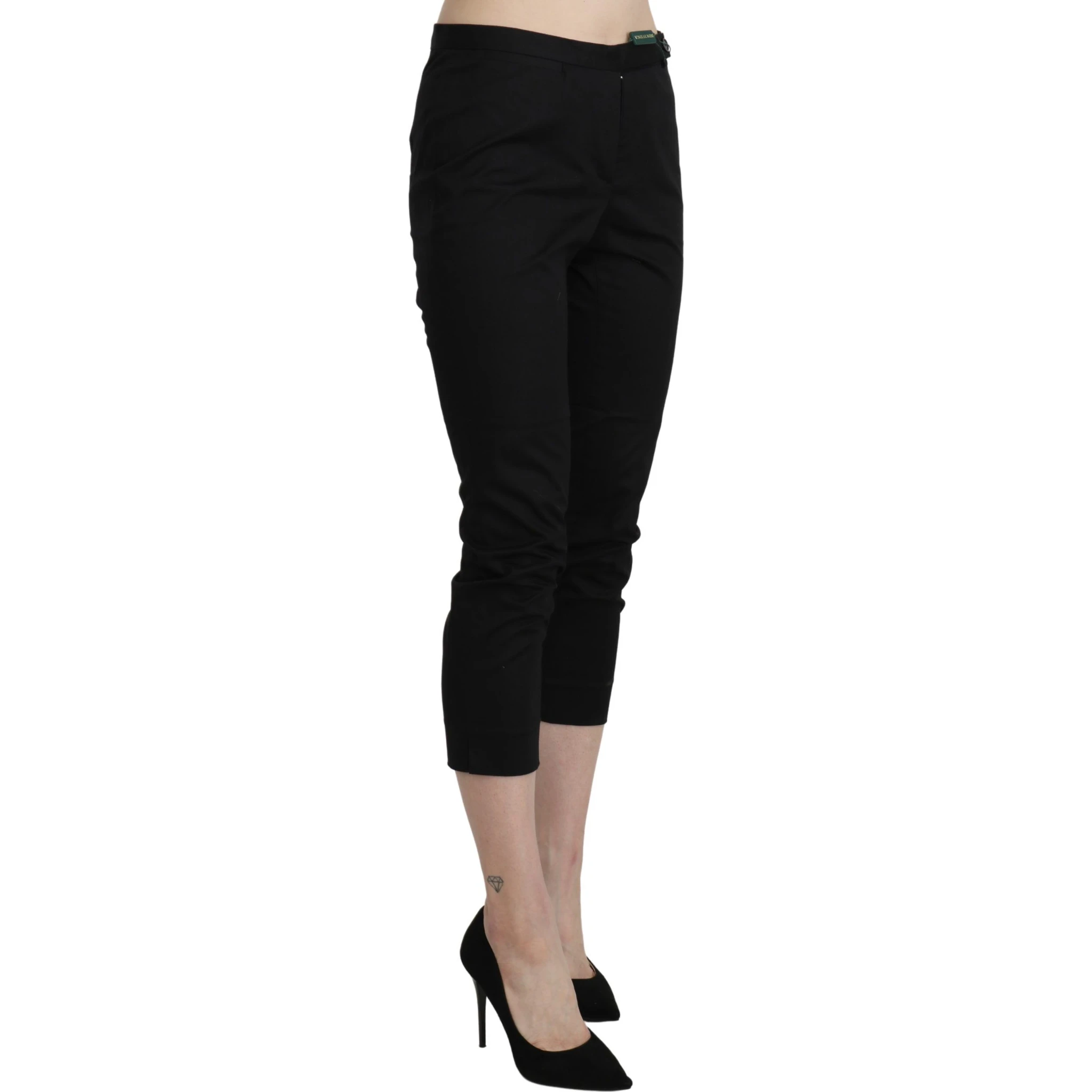 Black High Waist Skinny Cropped Dress Trouser Pants