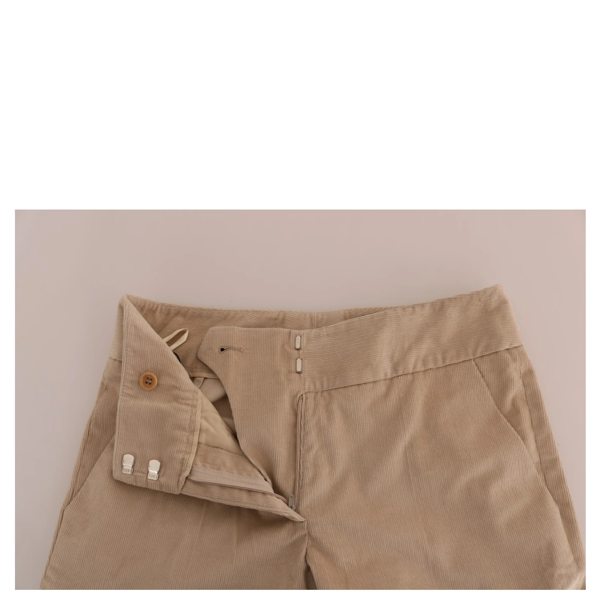 Beige Cotton Bootcut Pants