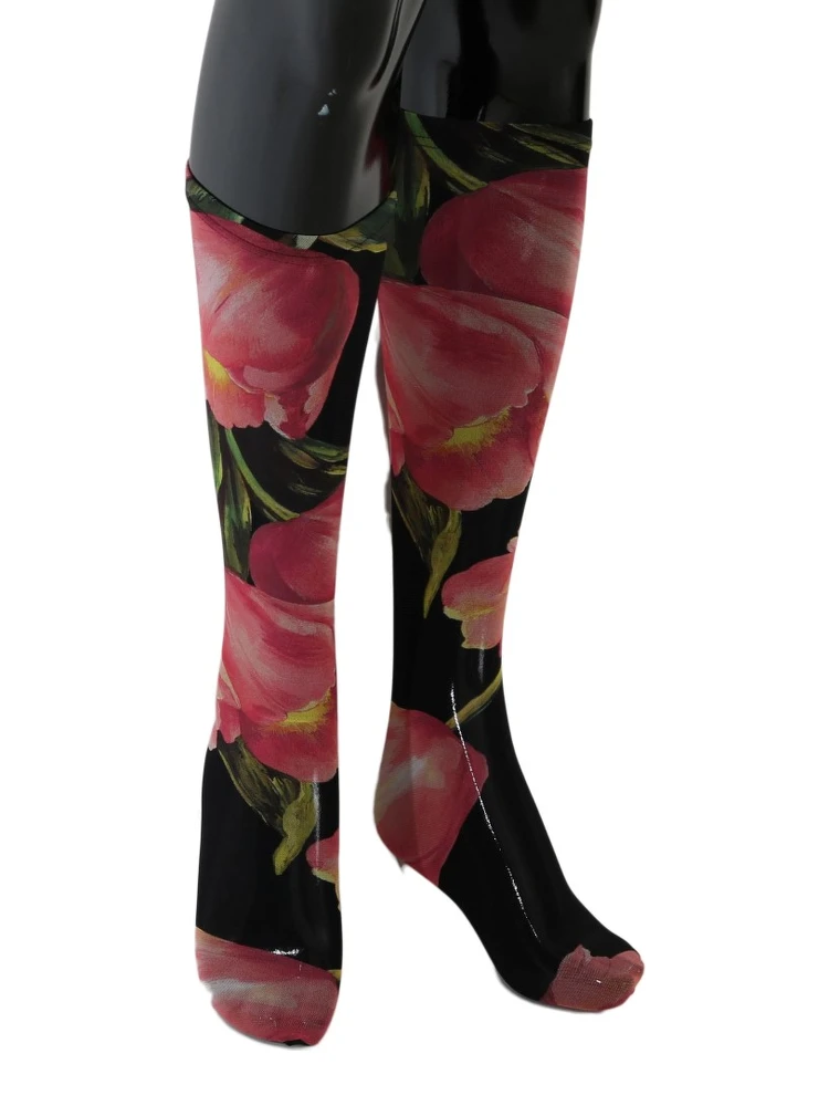 Multicolor Floral Tulip Nylon Socks