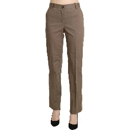 Brown High Waist Straight Dress Trouser Pants