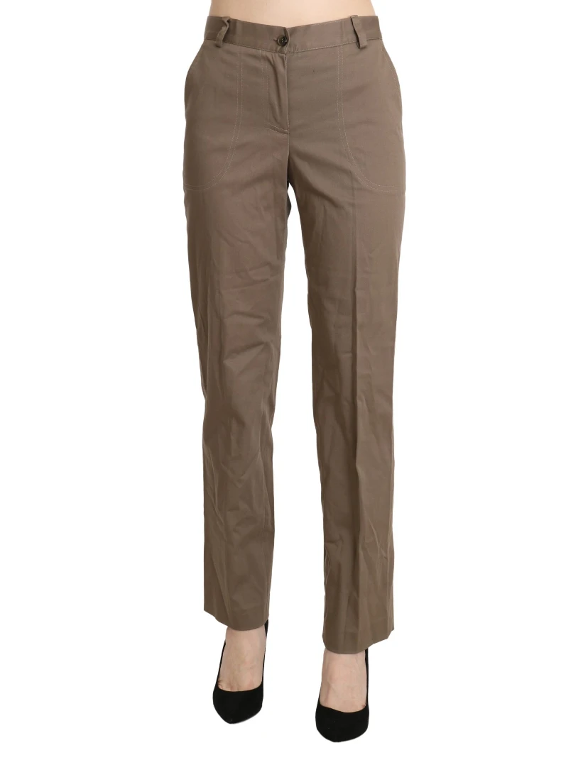 Brown High Waist Straight Dress Trouser Pants