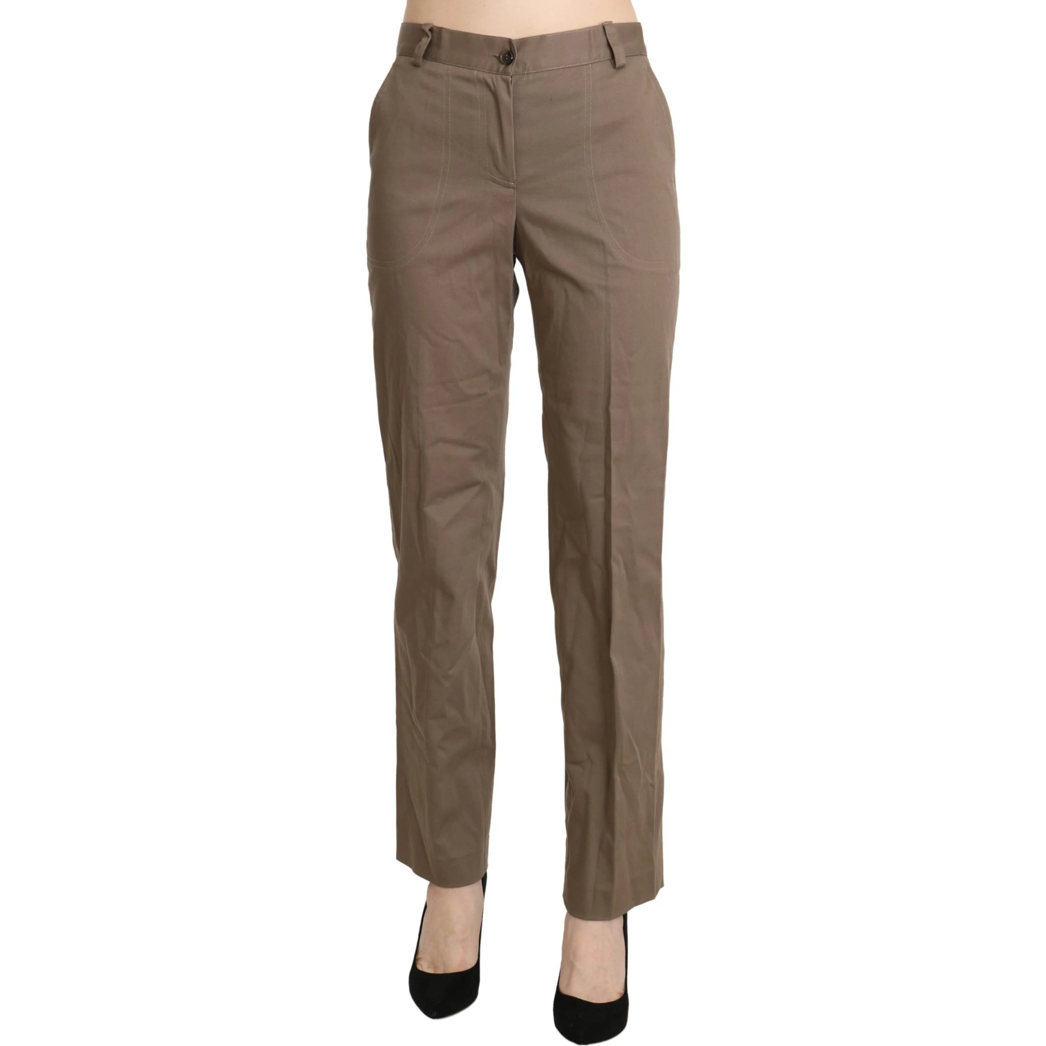Brown High Waist Straight Dress Trouser Pants