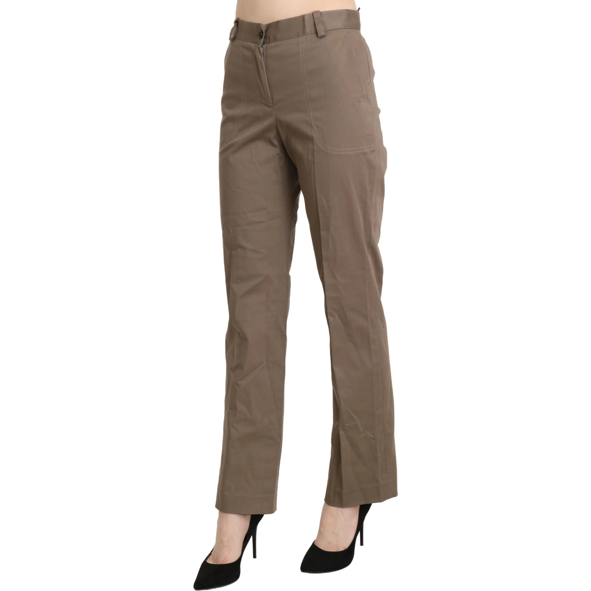 Brown High Waist Straight Dress Trouser Pants