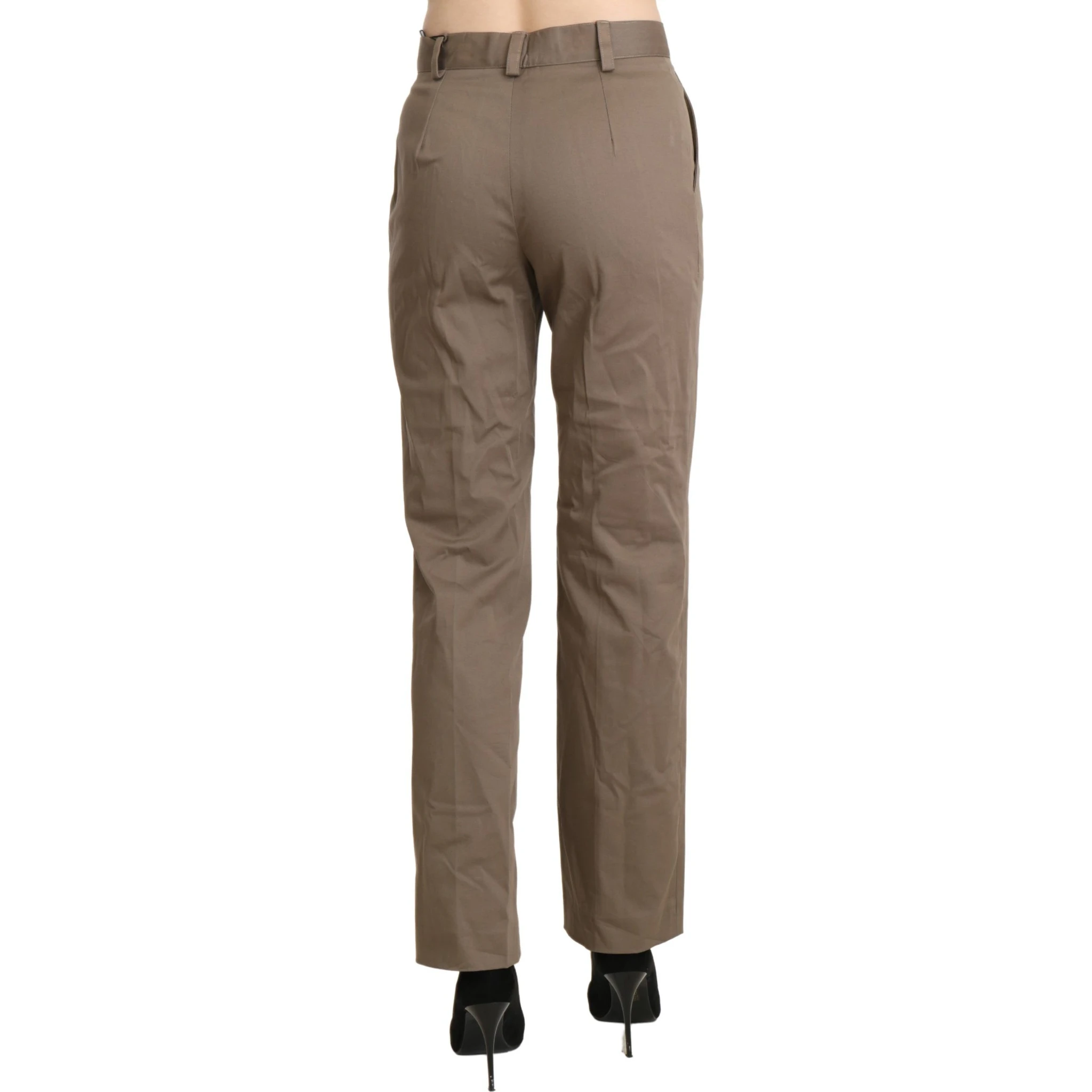 Brown High Waist Straight Dress Trouser Pants