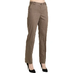Brown High Waist Straight Dress Trouser Pants