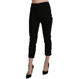 Black High Waist Skinny Cropped Dress Trouser Pants