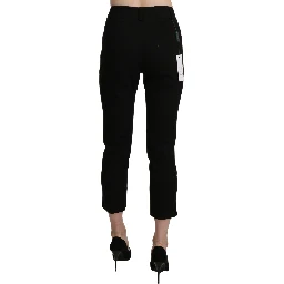 Black High Waist Skinny Cropped Dress Trouser Pants