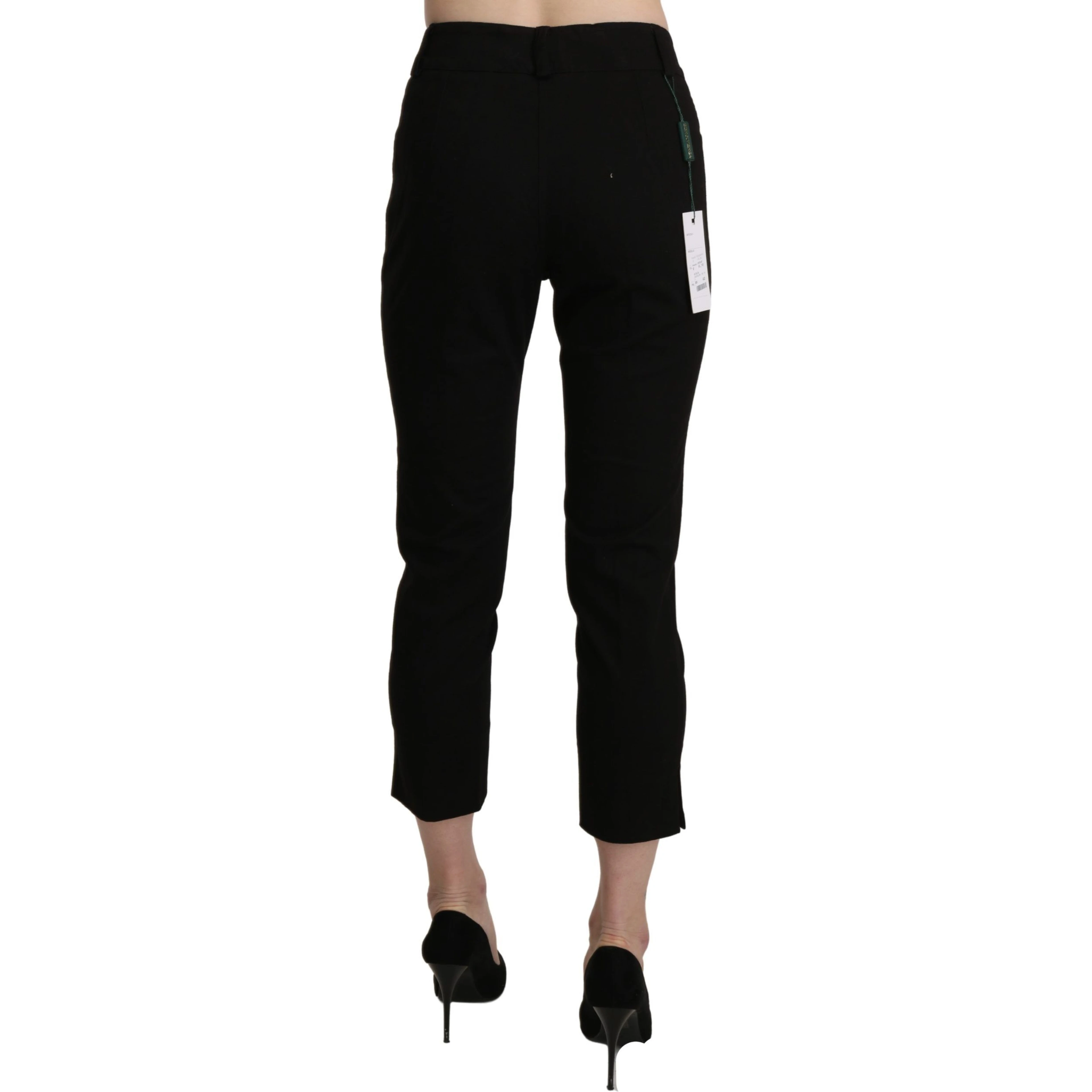 Black High Waist Skinny Cropped Dress Trouser Pants