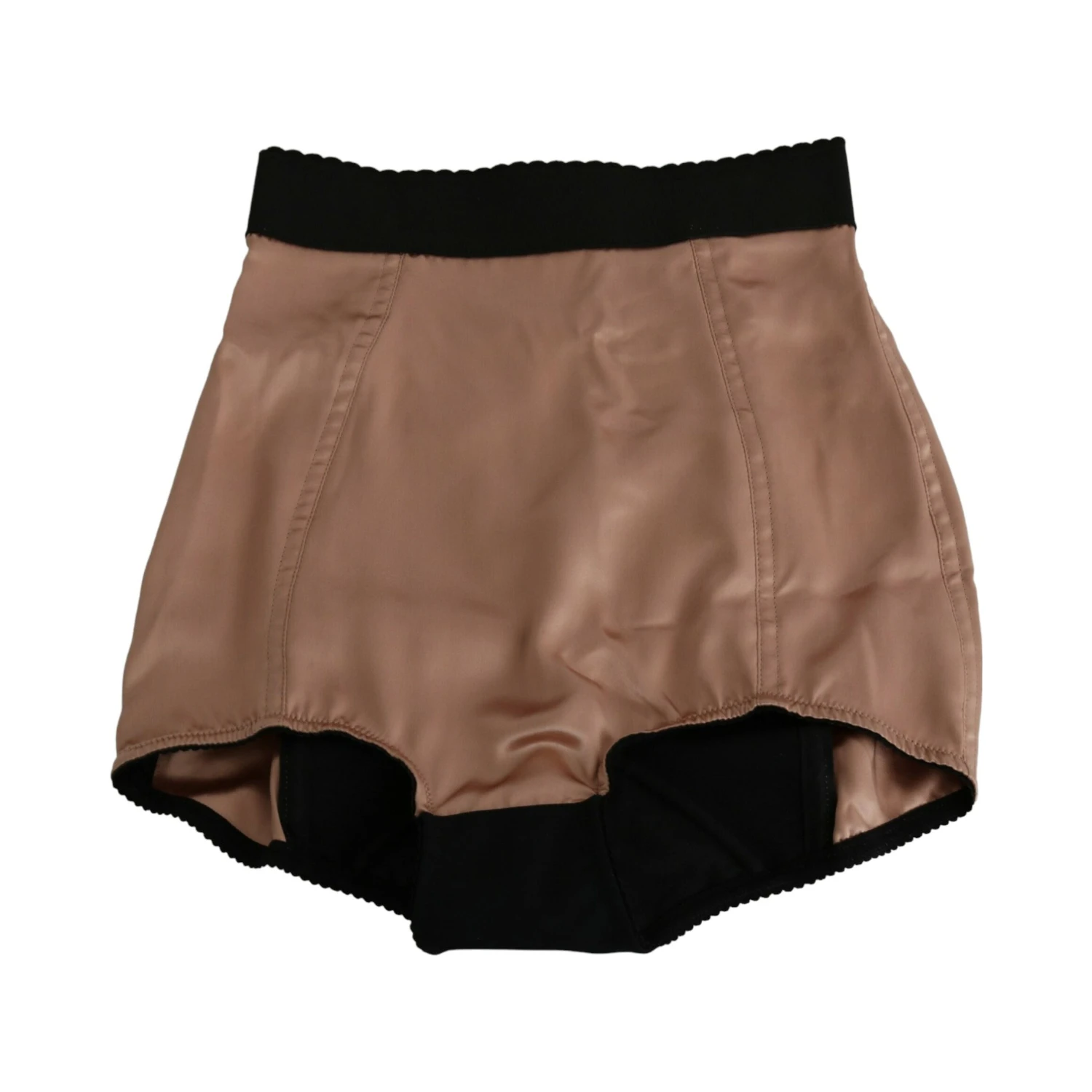 Beige Silk High Waist Mini Hot Pants Shorts
