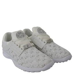 White Polyester Runner Beth Sneakers Shoes