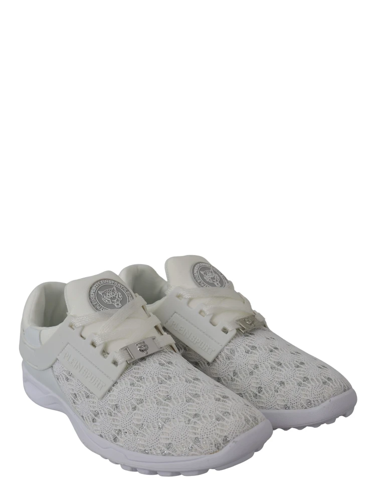 White Polyester Runner Beth Sneakers Shoes
