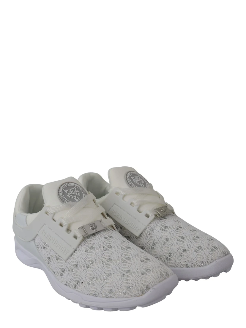 White Polyester Runner Beth Sneakers Shoes