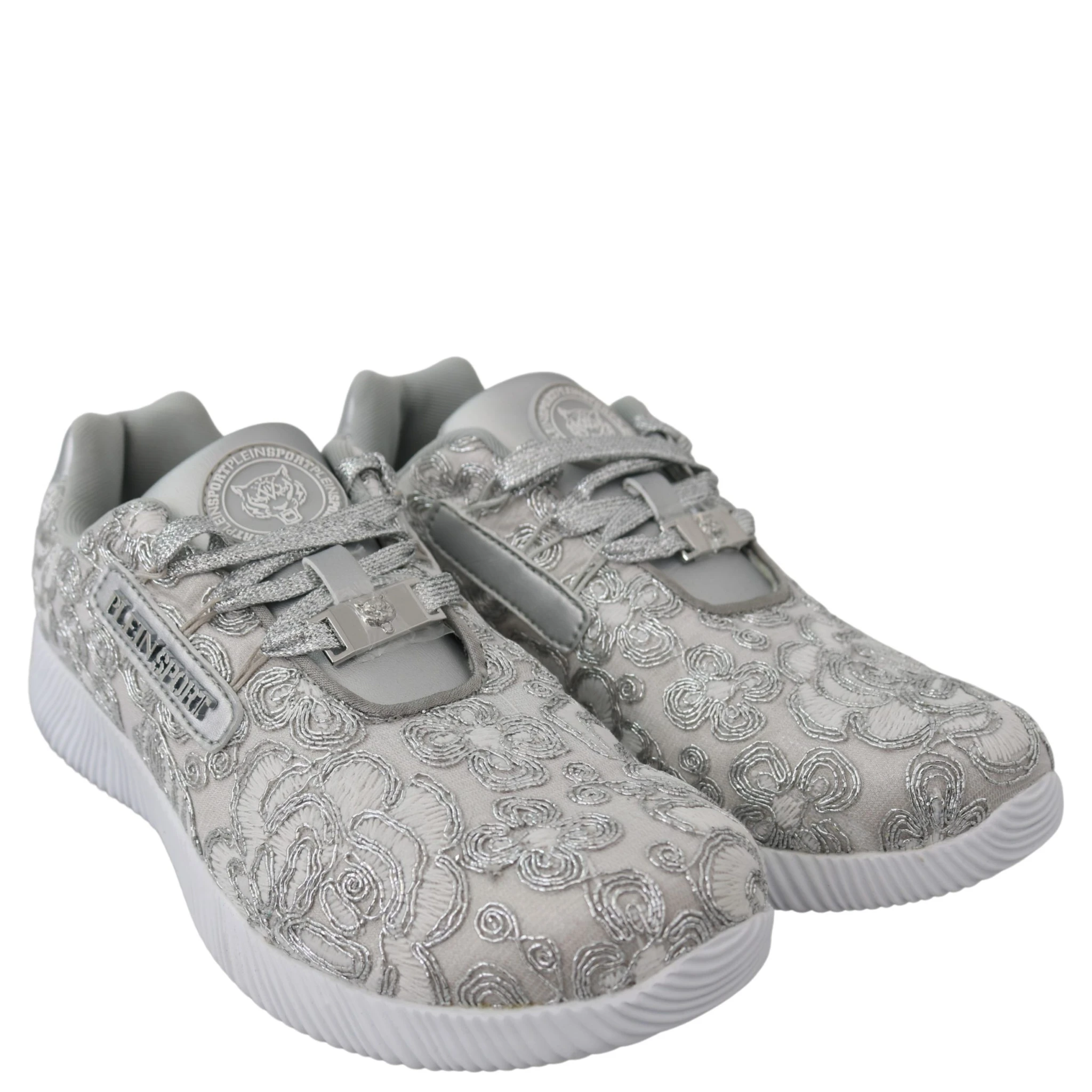 Silver Polyester Runner Joice Sneakers Shoes
