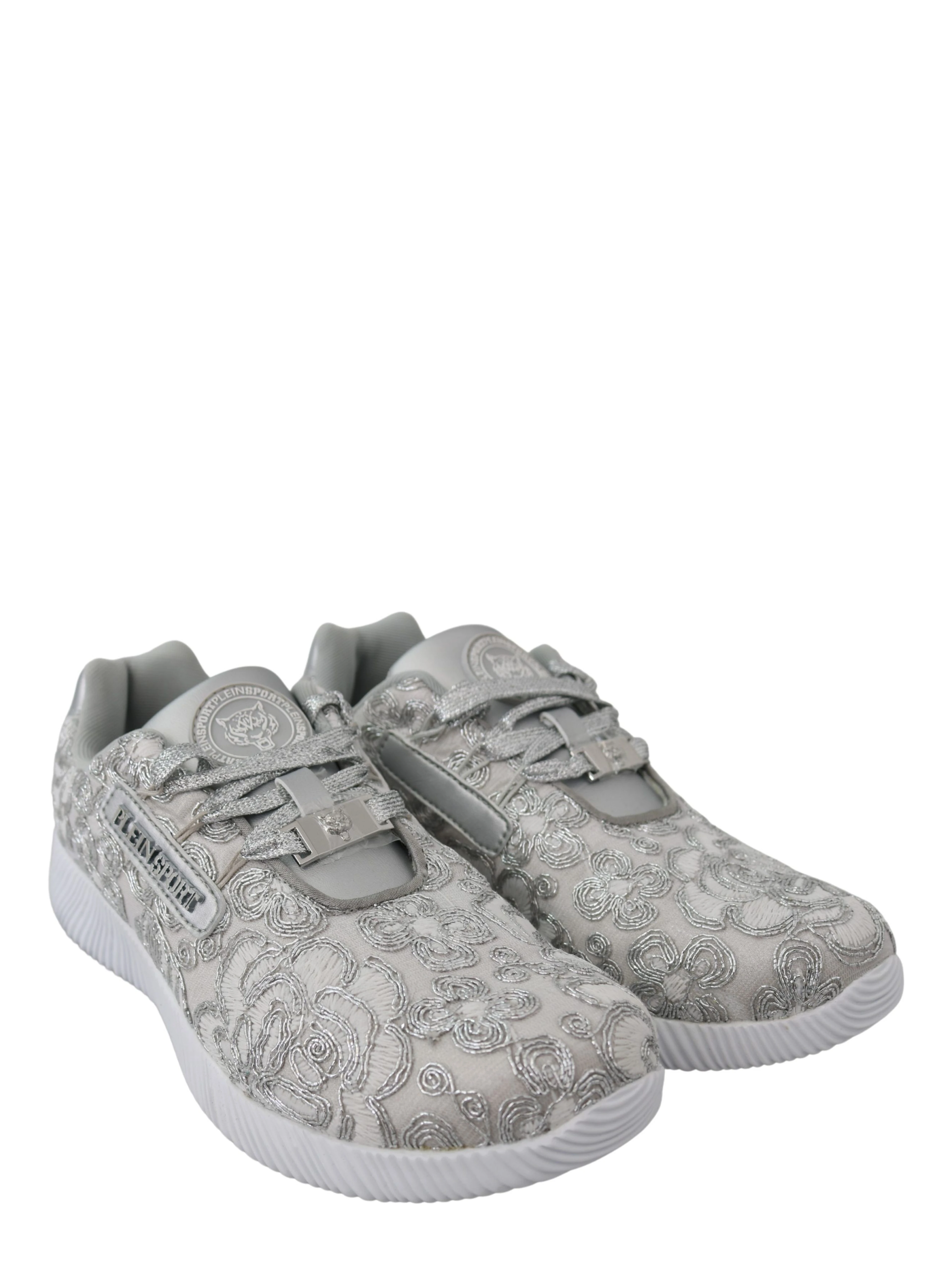 Silver Polyester Runner Joice Sneakers Shoes