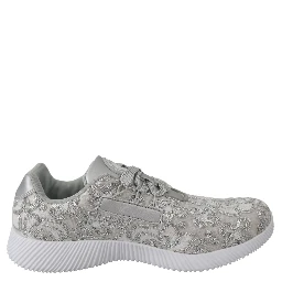 Silver Polyester Runner Joice Sneakers Shoes