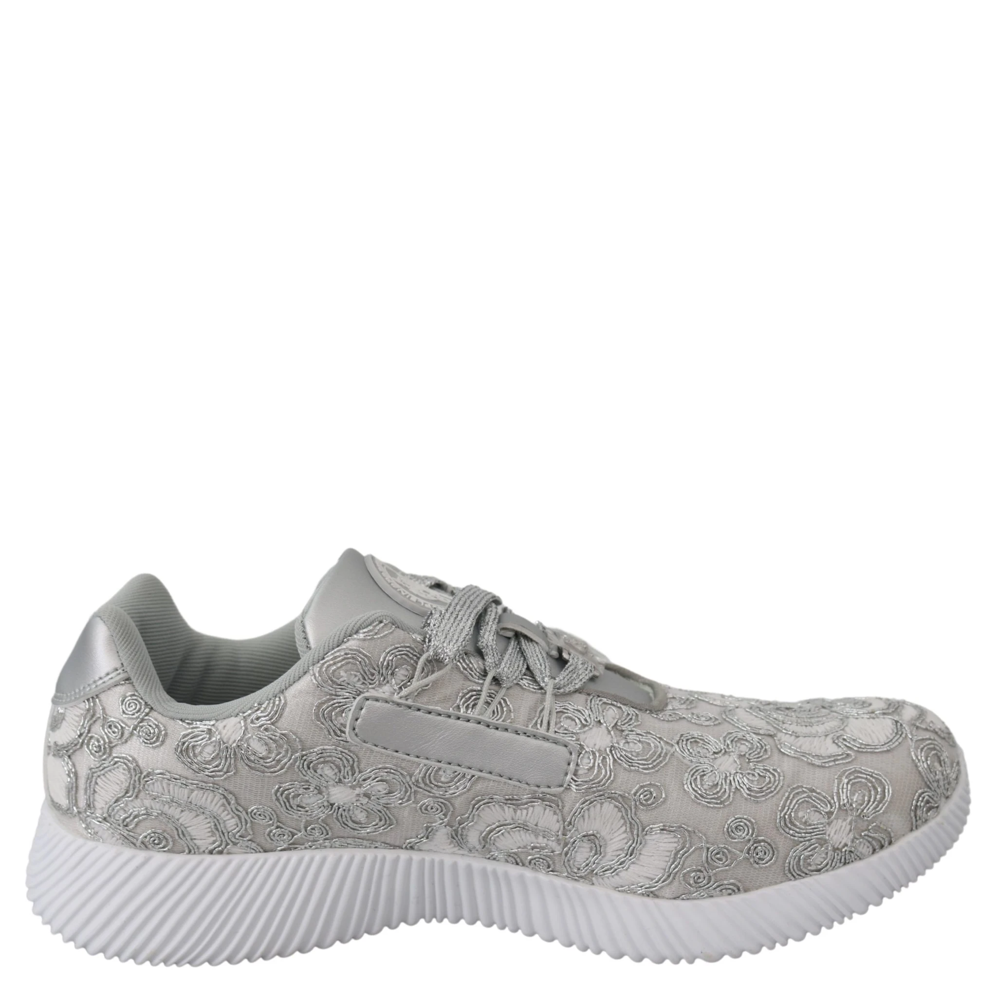Silver Polyester Runner Joice Sneakers Shoes