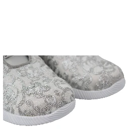 Silver Polyester Runner Joice Sneakers Shoes