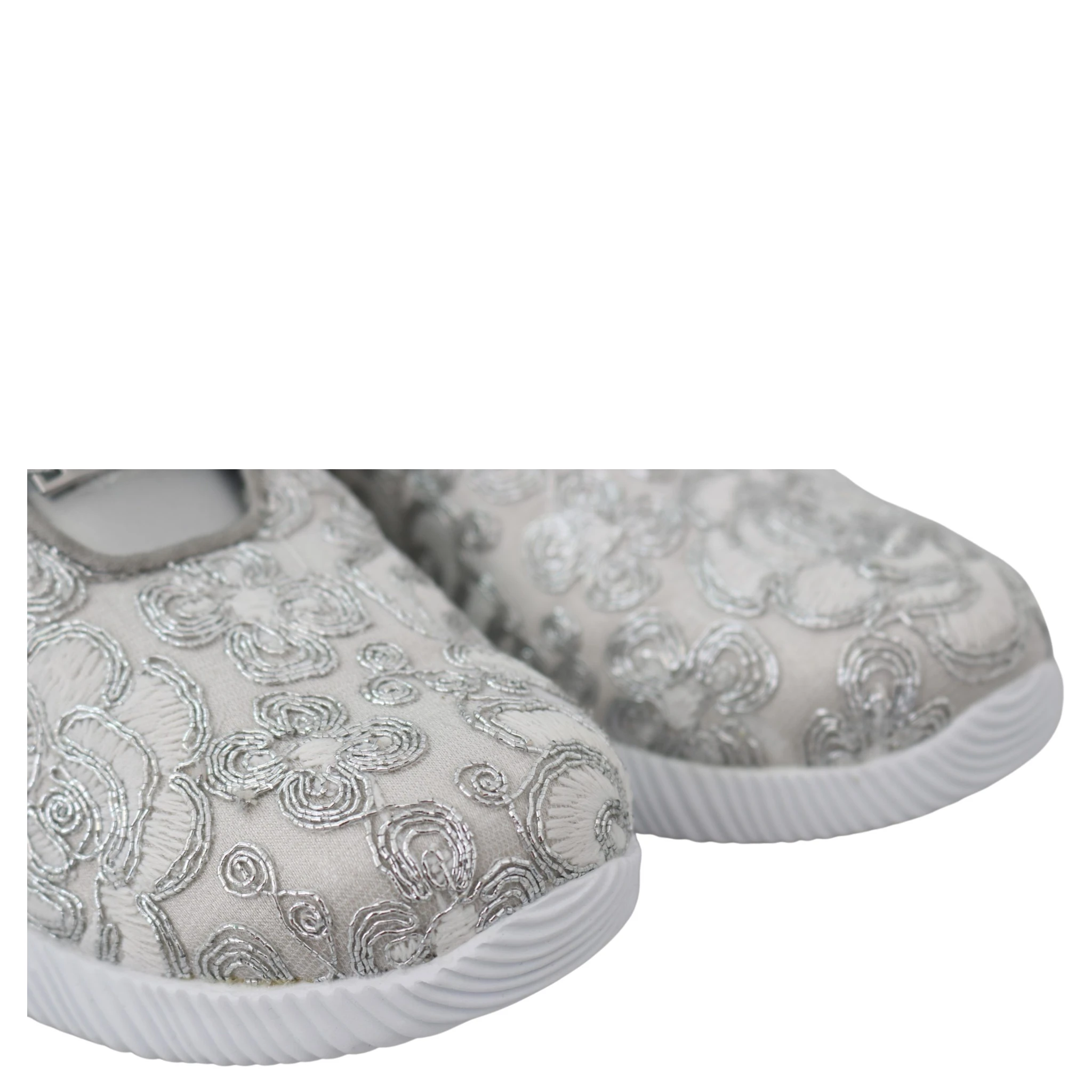 Silver Polyester Runner Joice Sneakers Shoes