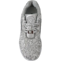 Silver Polyester Runner Joice Sneakers Shoes