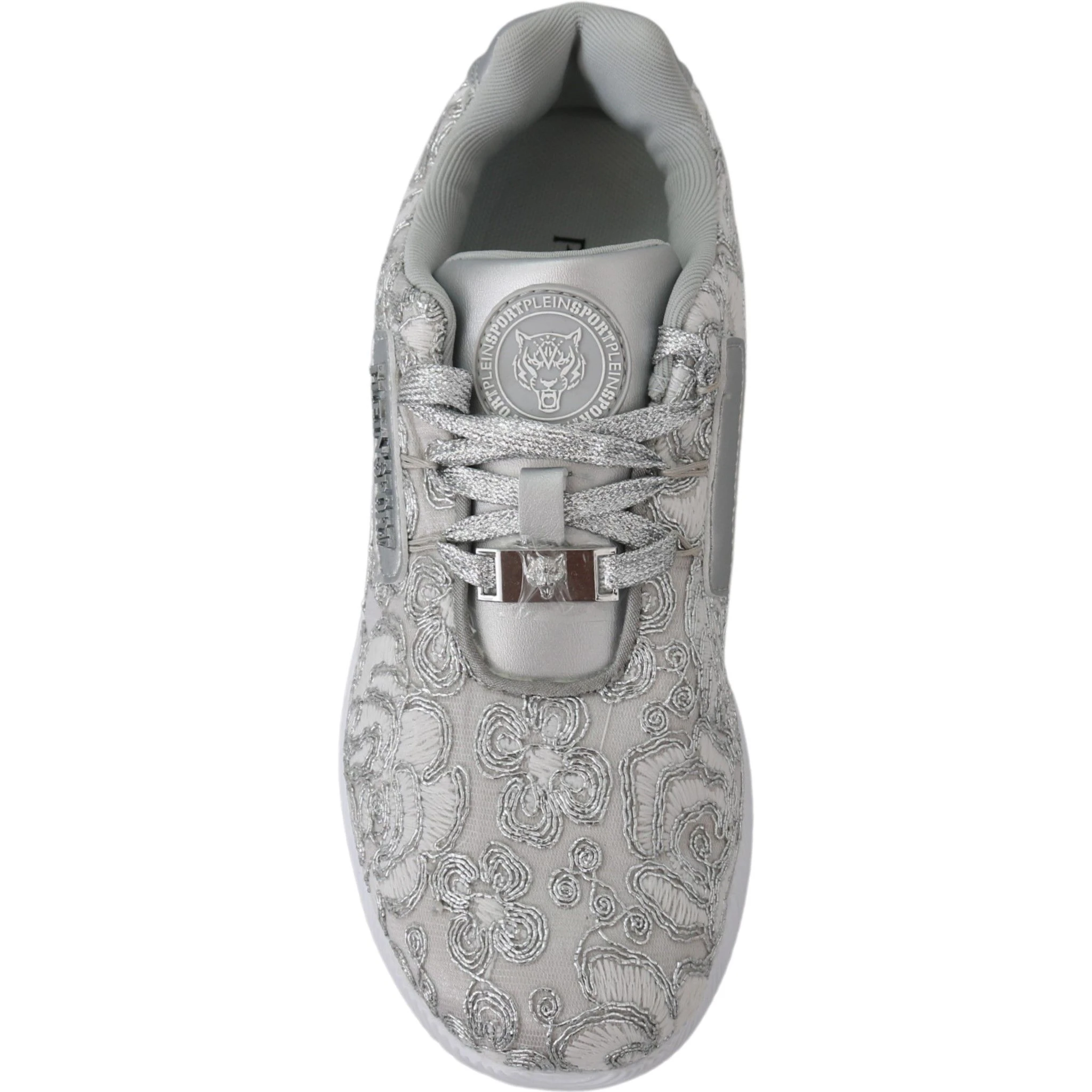 Silver Polyester Runner Joice Sneakers Shoes