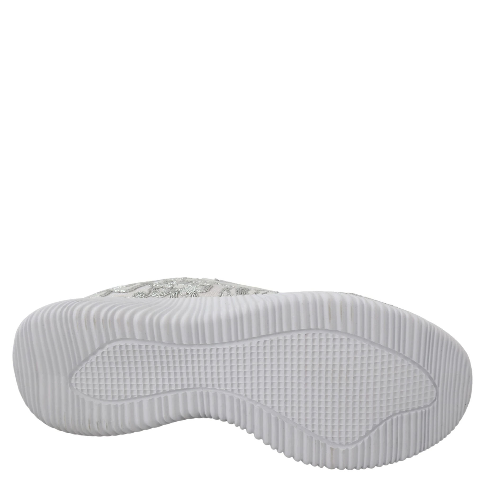 Silver Polyester Runner Joice Sneakers Shoes