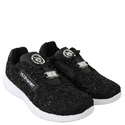 Black Polyester Runner Joice Sneakers Shoes