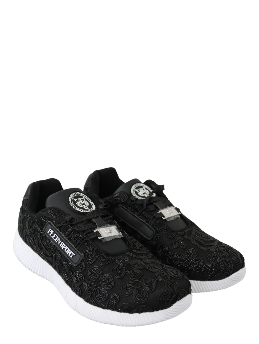 Black Polyester Runner Joice Sneakers Shoes
