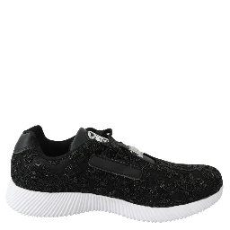 Black Polyester Runner Joice Sneakers Shoes