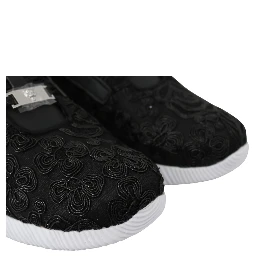 Black Polyester Runner Joice Sneakers Shoes