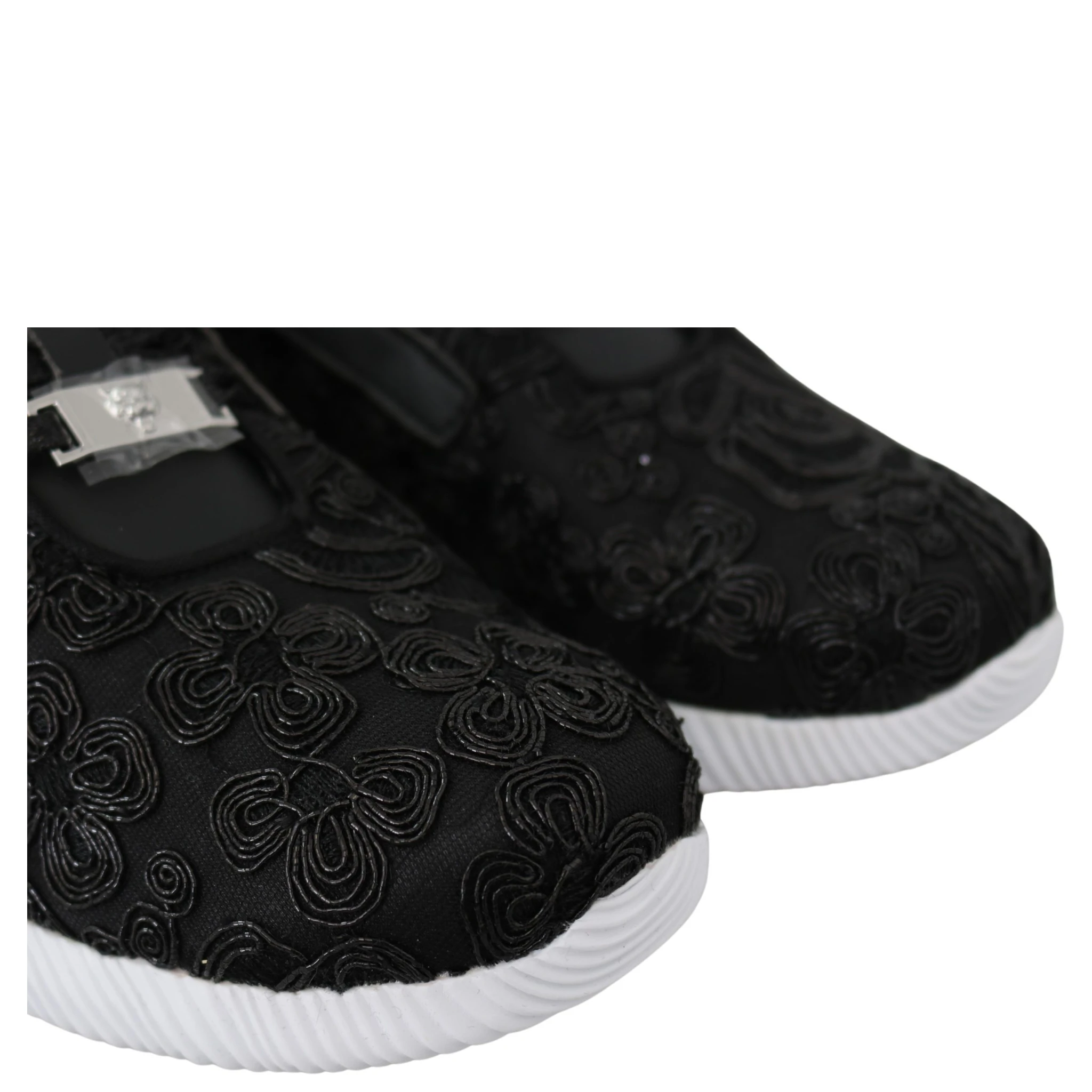 Black Polyester Runner Joice Sneakers Shoes